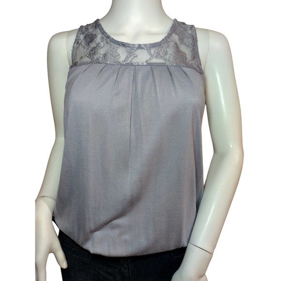 Express Womens Sleeveless Tunic Lace Blouse Gray Size Small - Picture 1 of 13
